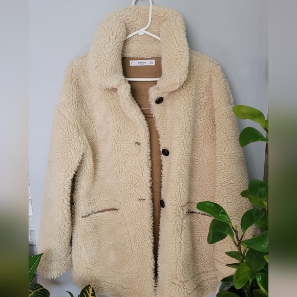 Mango 3 button sherpa jacket - Picture 1 of 11